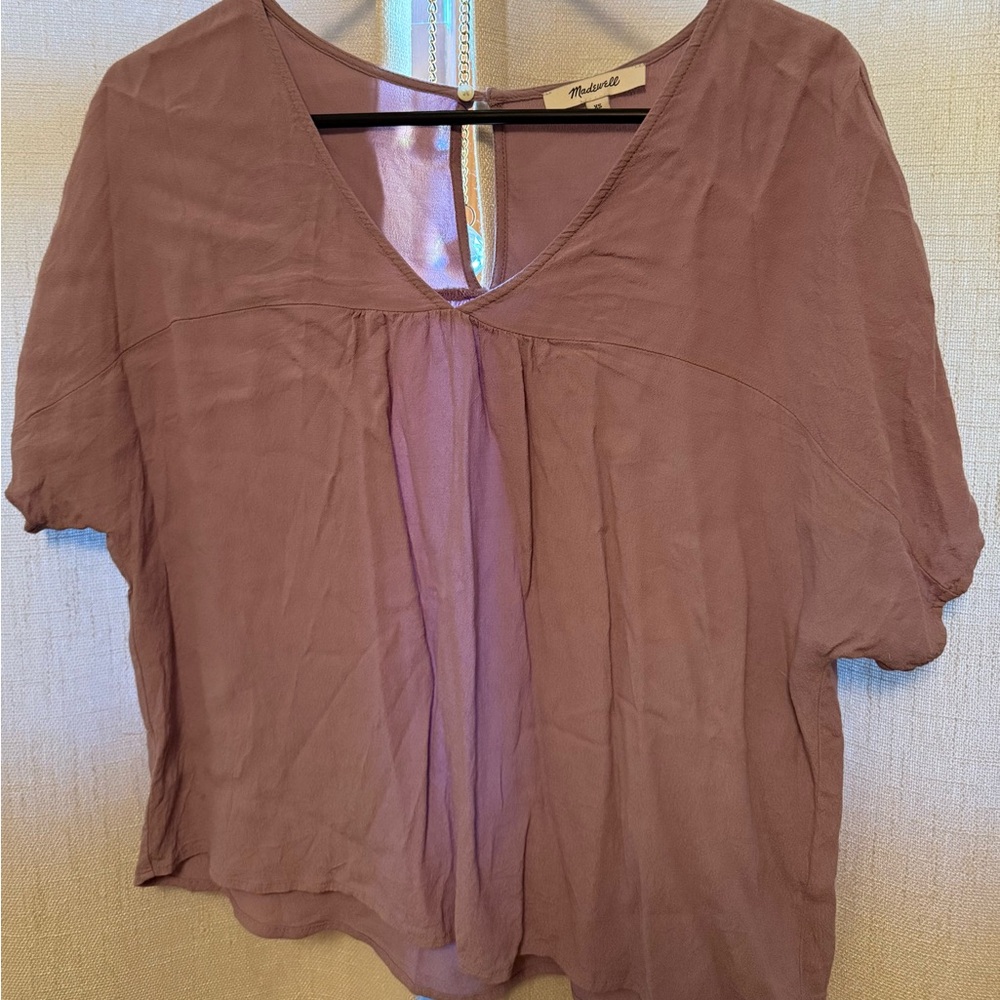 Madewell Brown Crop Blouse with Relaxed Fit